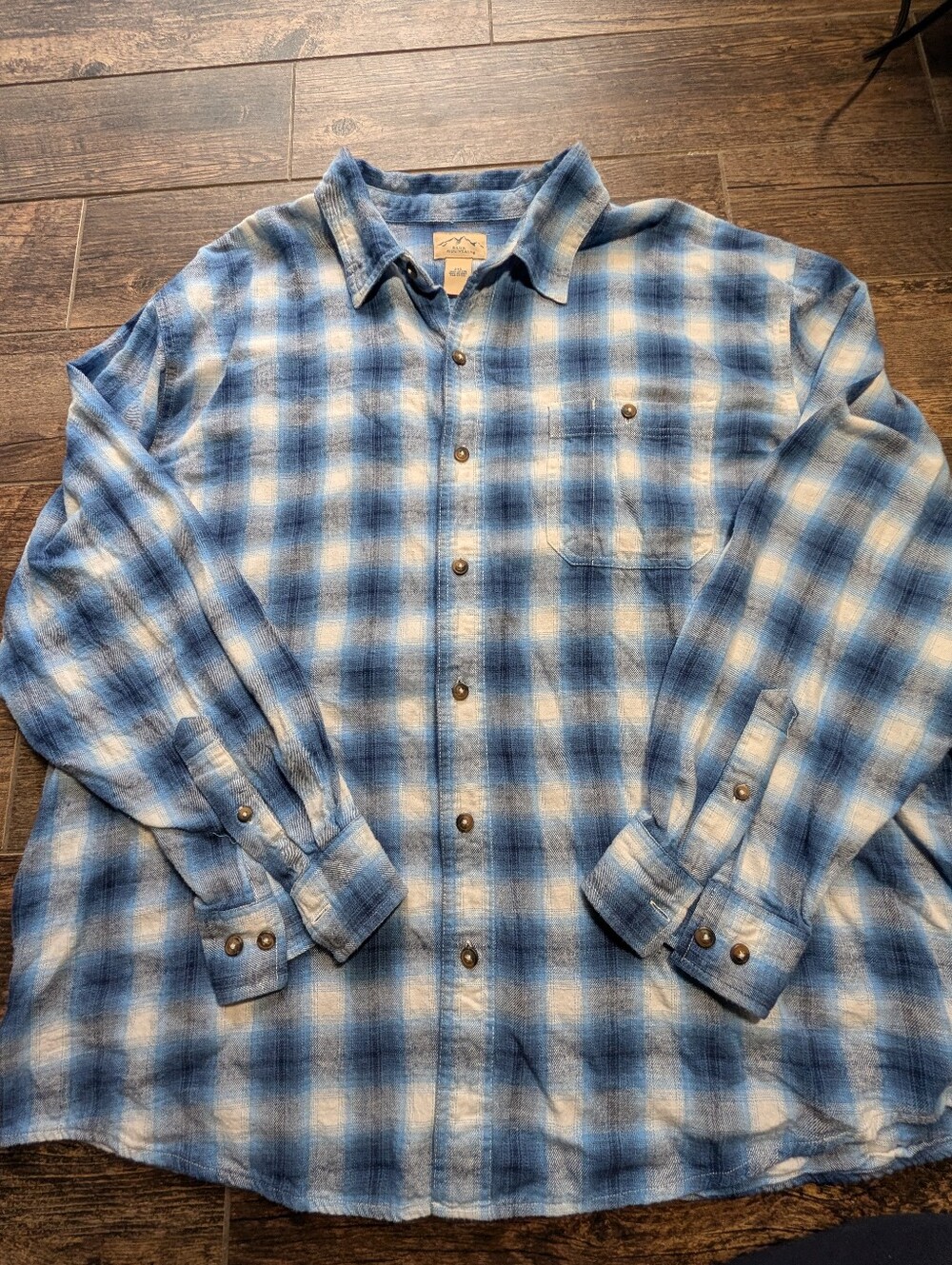 Blue Mountain Outdoors Men's Blue Plaid Flannel Soft Button Down Shirt 2XL